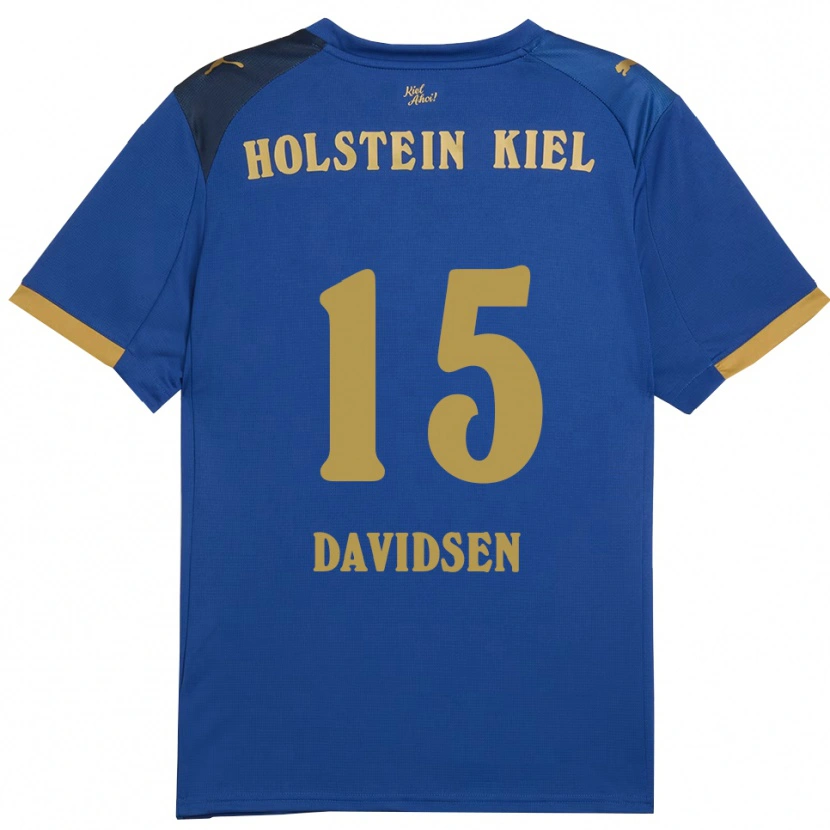 Danxen Dzieci Kasper Davidsen #15 Niebiesko Złoty Domowa Koszulka 2025/26 Koszulki Klubowe