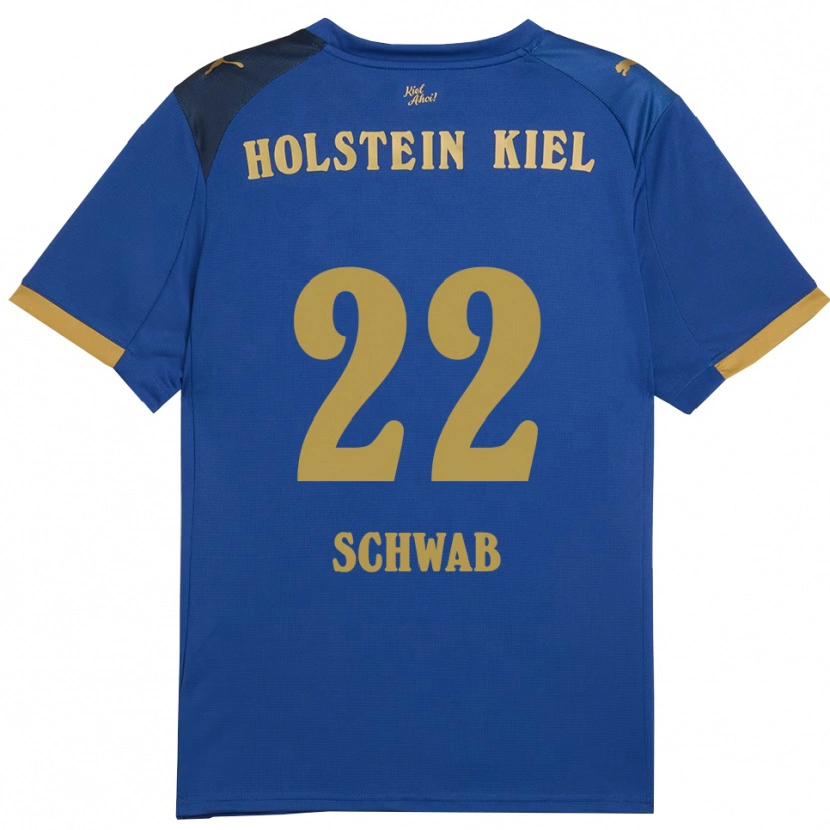 Danxen Dzieci Stefan Schwab #22 Niebiesko Złoty Domowa Koszulka 2025/26 Koszulki Klubowe