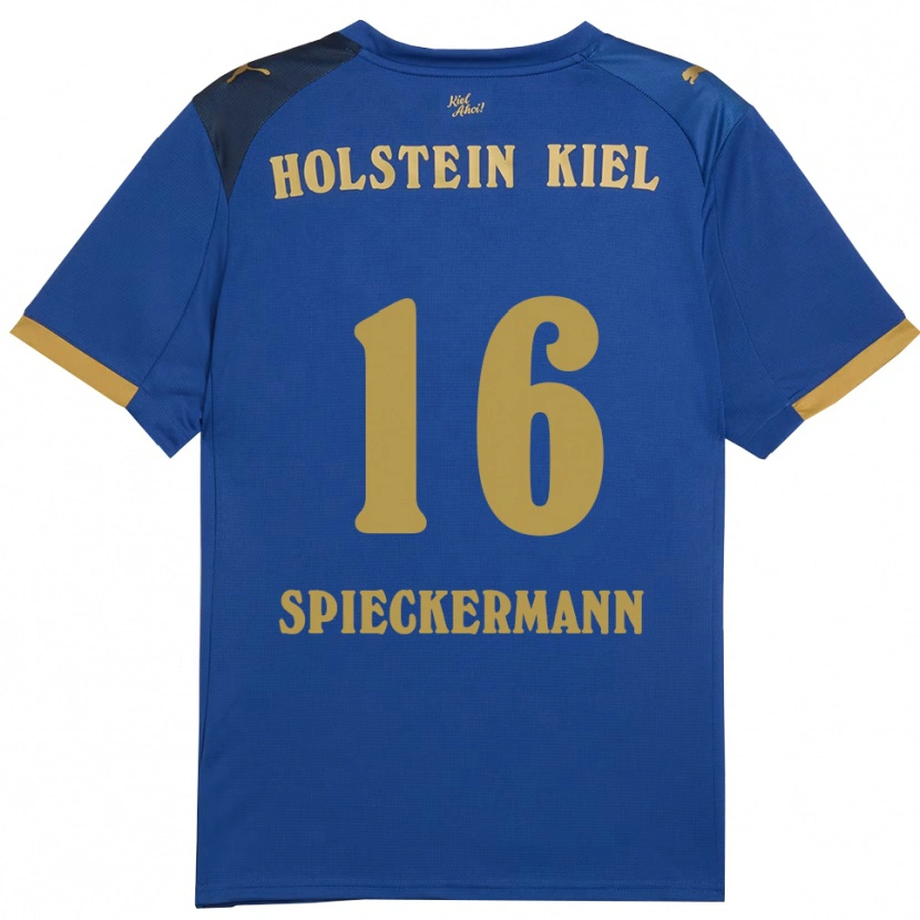 Danxen Dzieci Tim Spieckermann #16 Niebiesko Złoty Domowa Koszulka 2025/26 Koszulki Klubowe