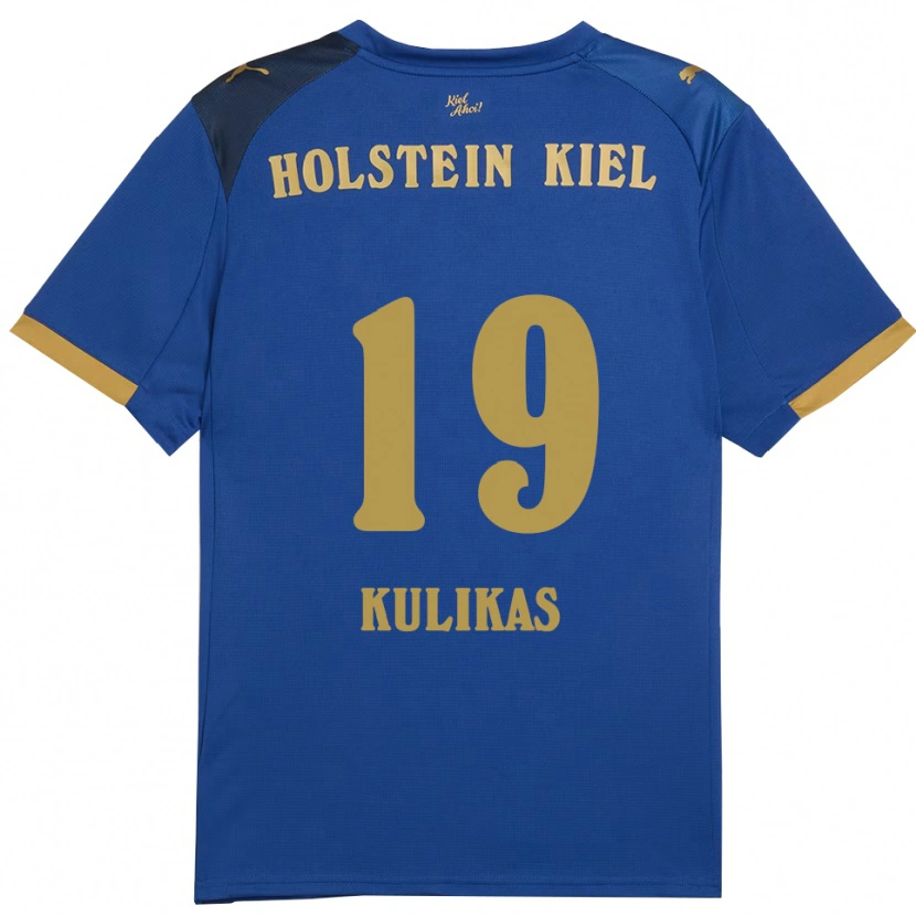 Danxen Dzieci Laurynas Kulikas #19 Niebiesko Złoty Domowa Koszulka 2025/26 Koszulki Klubowe