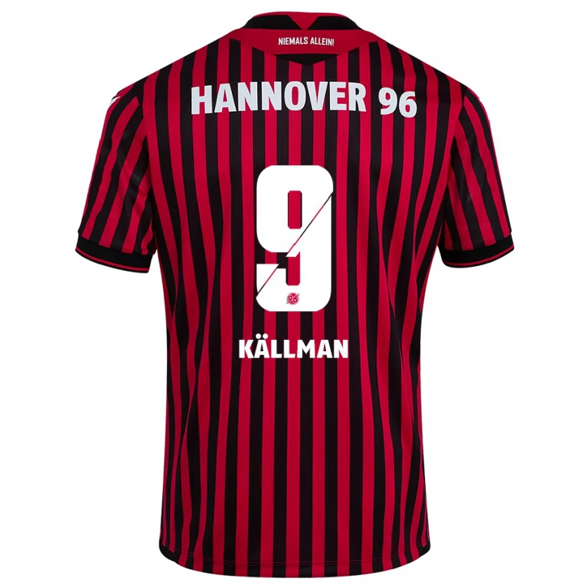 Danxen Dzieci Benjamin Källman #9 Czerwono Czarny Domowa Koszulka 2025/26 Koszulki Klubowe
