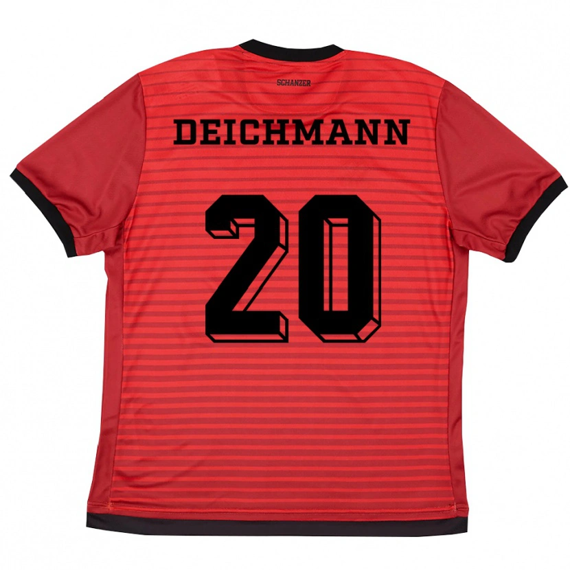 Danxen Dzieci Yannick Deichmann #20 Czerwono Czarny Domowa Koszulka 2025/26 Koszulki Klubowe
