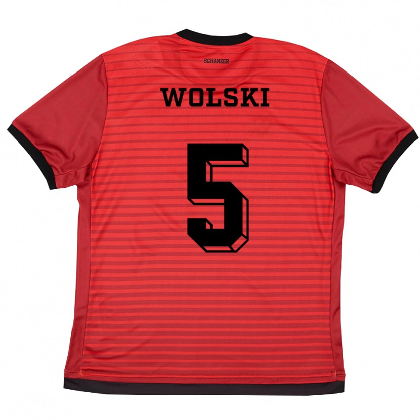 Danxen Dzieci Lea Wolski #5 Czerwono Czarny Domowa Koszulka 2025/26 Koszulki Klubowe