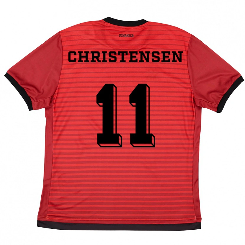Danxen Dzieci Frederik Christensen #11 Czerwono Czarny Domowa Koszulka 2025/26 Koszulki Klubowe