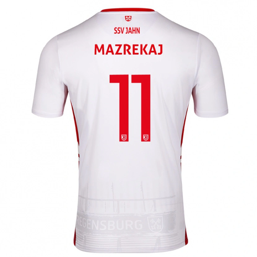 Danxen Dzieci Abaz Mazrekaj #11 Biało Czerwony Domowa Koszulka 2025/26 Koszulki Klubowe