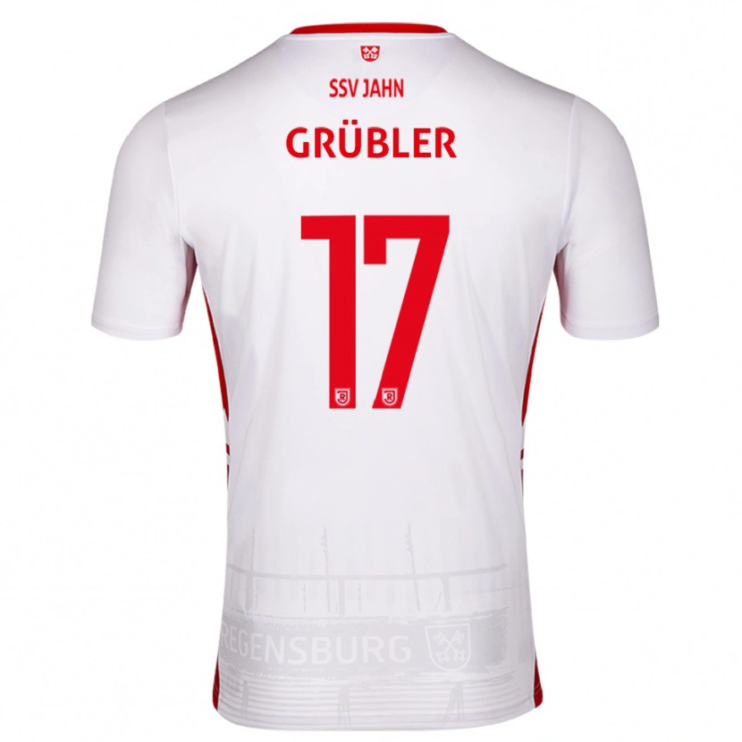 Danxen Dzieci David Grübler #17 Biało Czerwony Domowa Koszulka 2025/26 Koszulki Klubowe