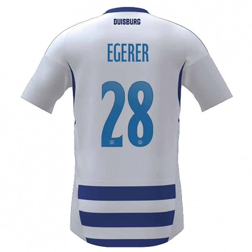 Danxen Dzieci Florian Egerer #28 Biało Niebieski Domowa Koszulka 2025/26 Koszulki Klubowe