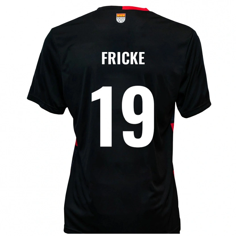 Danxen Dzieci Fabian Fricke #19 Czarno Czerwony Domowa Koszulka 2025/26 Koszulki Klubowe