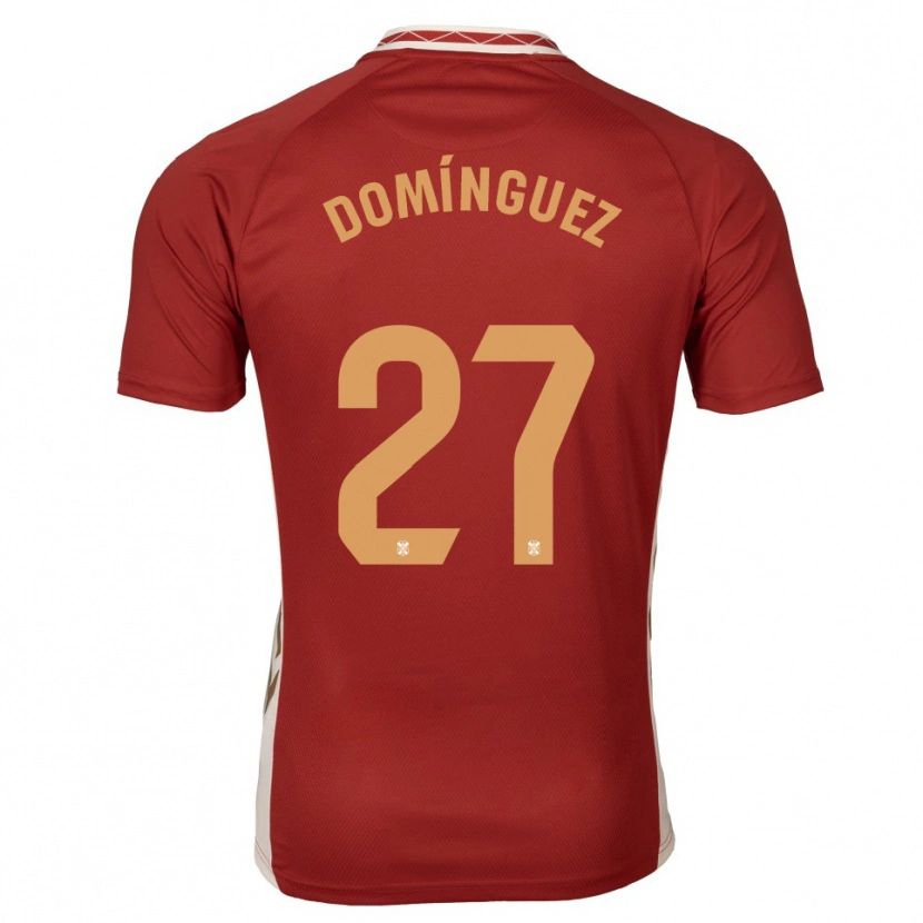 Danxen Dzieci Carlos Domínguez #27 Burgundowo Złoty Wyjazdowa Koszulka 2025/26 Koszulki Klubowe