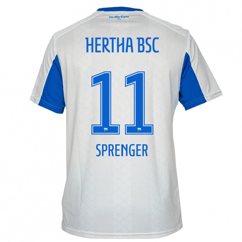 Danxen Dzieci Tiago Sprenger #11 Biało Niebieski Wyjazdowa Koszulka 2025/26 Koszulki Klubowe
