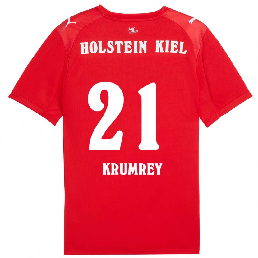 Danxen Dzieci Jonas Krumrey #21 Czerwono Niebieski Wyjazdowa Koszulka 2025/26 Koszulki Klubowe