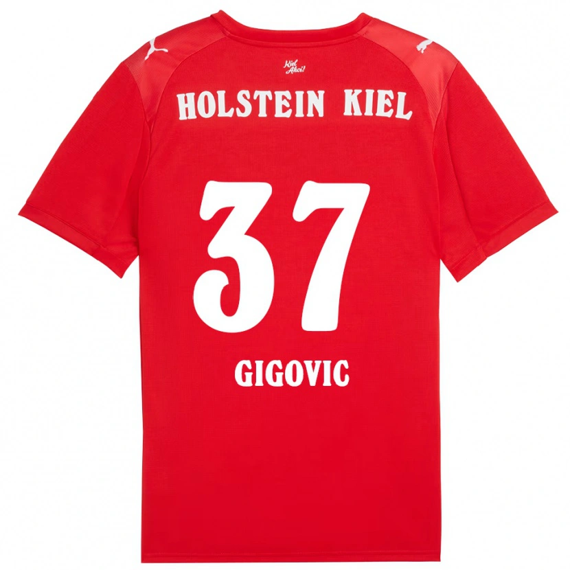 Danxen Dzieci Armin Gigovic #37 Czerwono Niebieski Wyjazdowa Koszulka 2025/26 Koszulki Klubowe