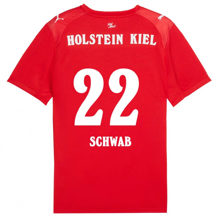 Danxen Dzieci Stefan Schwab #22 Czerwono Niebieski Wyjazdowa Koszulka 2025/26 Koszulki Klubowe