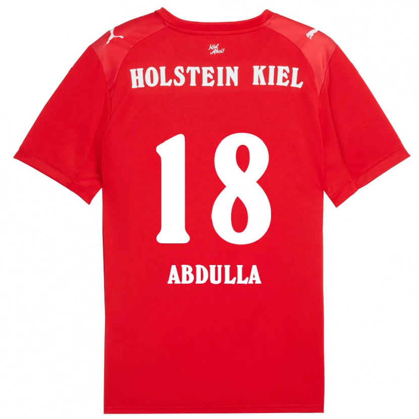 Danxen Dzieci Ali Abdulla #18 Czerwono Niebieski Wyjazdowa Koszulka 2025/26 Koszulki Klubowe