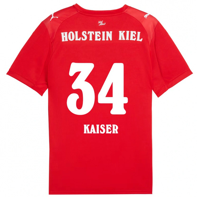 Danxen Dzieci Konstantin Kaiser #34 Czerwono Niebieski Wyjazdowa Koszulka 2025/26 Koszulki Klubowe