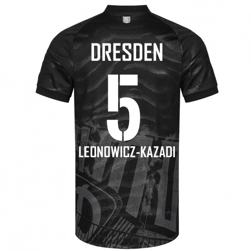 Danxen Dzieci Jonathan Leonowicz-Kazadi #5 Czarno Szary Wyjazdowa Koszulka 2025/26 Koszulki Klubowe