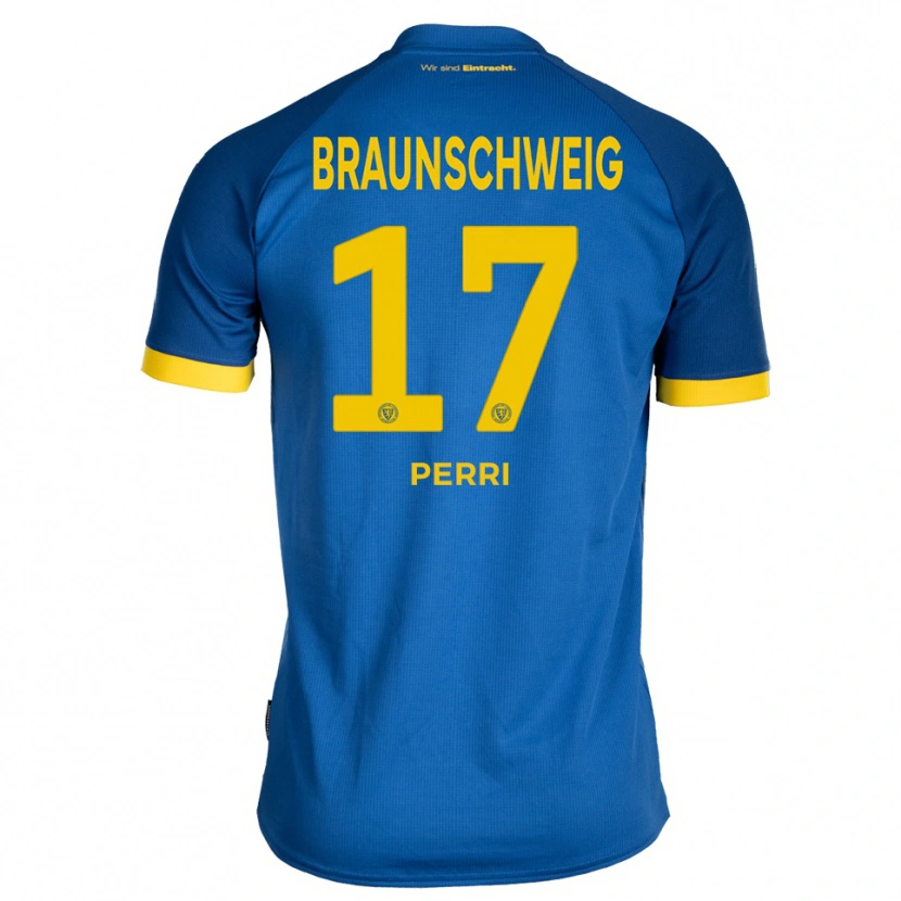 Danxen Dzieci Luca Perri #17 Królewski Niebiesko Żółty Wyjazdowa Koszulka 2025/26 Koszulki Klubowe