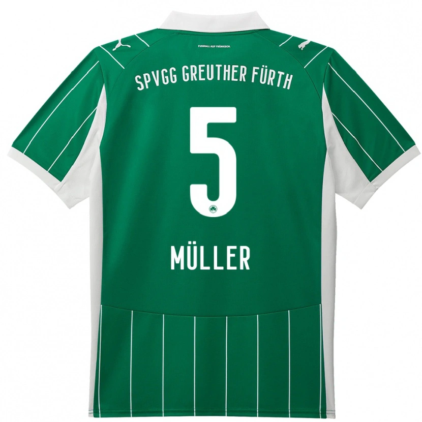 Danxen Dzieci Linus Müller #5 Zielono Biały Wyjazdowa Koszulka 2025/26 Koszulki Klubowe