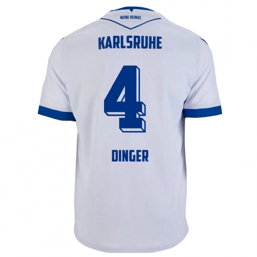 Danxen Dzieci Marlon Dinger #4 Biało Niebieski Wyjazdowa Koszulka 2025/26 Koszulki Klubowe
