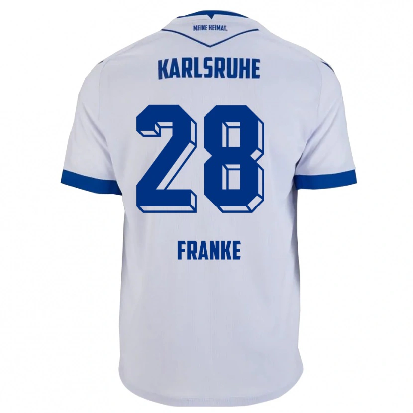 Danxen Dzieci Marcel Franke #28 Biało Niebieski Wyjazdowa Koszulka 2025/26 Koszulki Klubowe