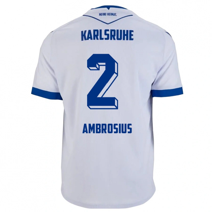 Danxen Dzieci Emilio Ambrosius #2 Biało Niebieski Wyjazdowa Koszulka 2025/26 Koszulki Klubowe