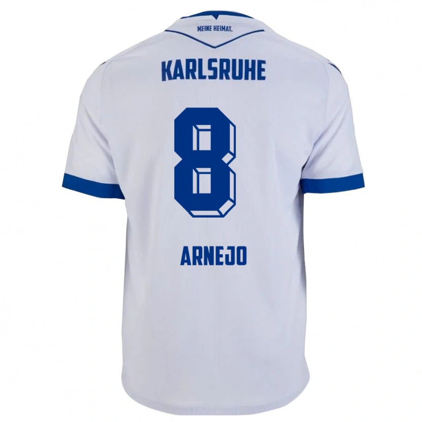 Danxen Dzieci Diego Arnejo #8 Biało Niebieski Wyjazdowa Koszulka 2025/26 Koszulki Klubowe