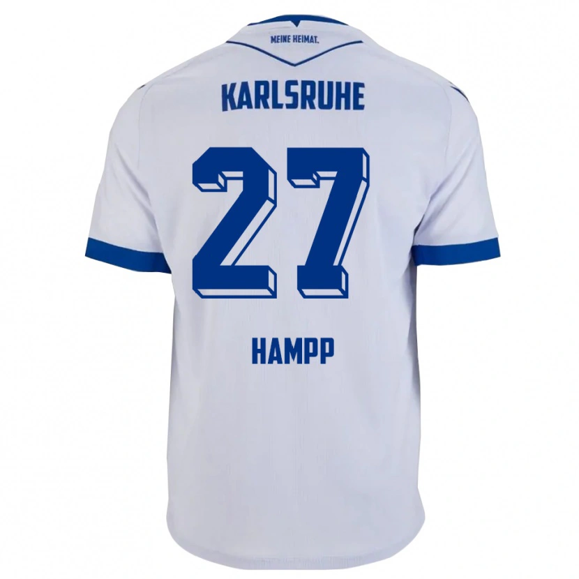 Danxen Dzieci Noah Hampp #27 Biało Niebieski Wyjazdowa Koszulka 2025/26 Koszulki Klubowe