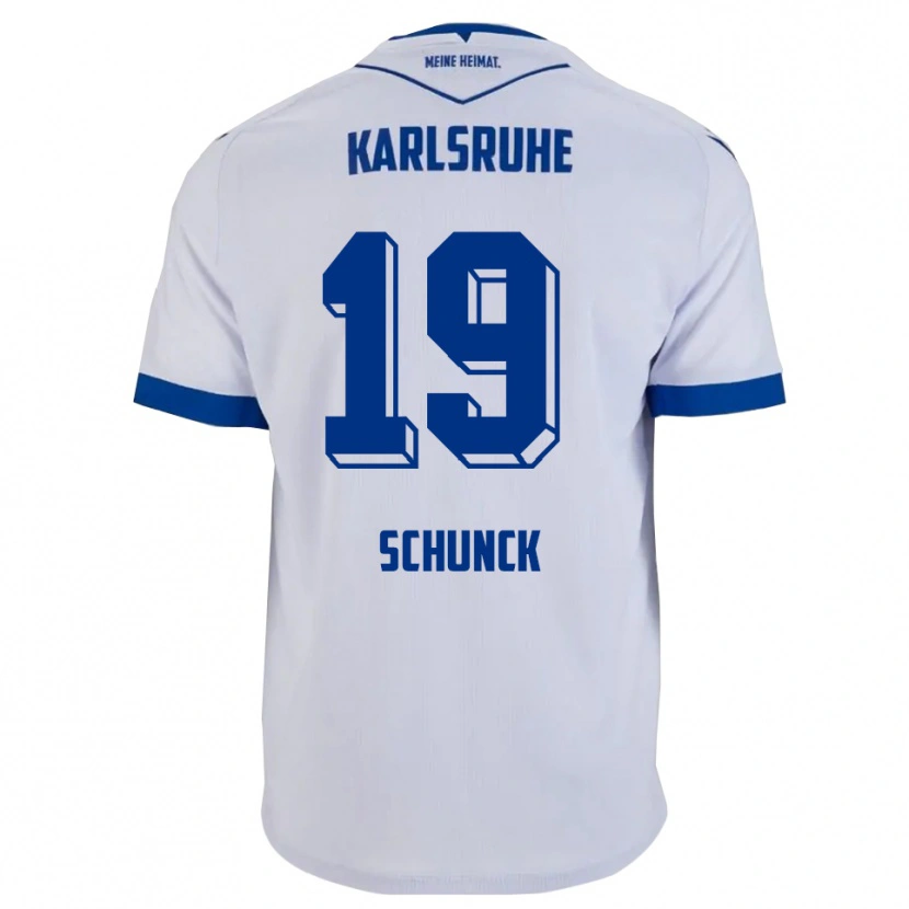 Danxen Dzieci Tim Schunck #19 Biało Niebieski Wyjazdowa Koszulka 2025/26 Koszulki Klubowe