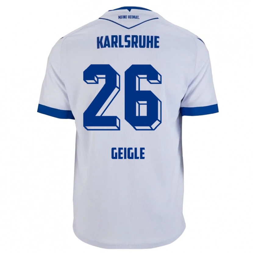 Danxen Dzieci Fynn Geigle #26 Biało Niebieski Wyjazdowa Koszulka 2025/26 Koszulki Klubowe