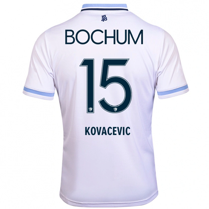 Danxen Dzieci Elhan Kovacevic #15 Biało Błękitny Wyjazdowa Koszulka 2025/26 Koszulki Klubowe