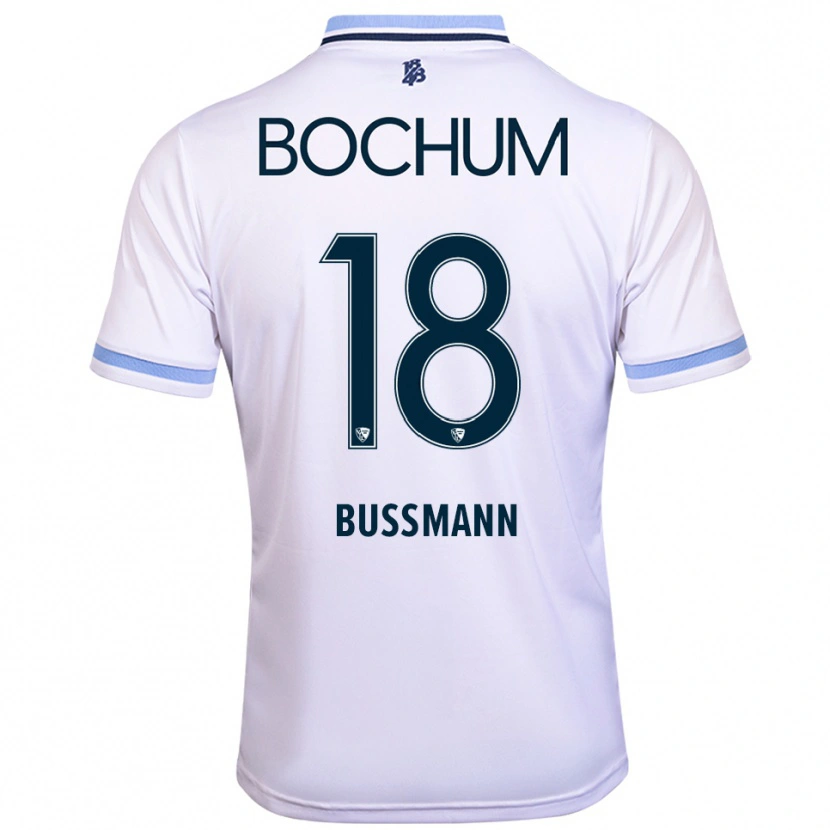 Danxen Dzieci Benjamin Bußmann #18 Biało Błękitny Wyjazdowa Koszulka 2025/26 Koszulki Klubowe