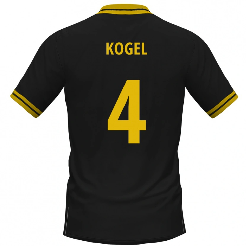 Danxen Dzieci Tobias Kogel #4 Czarno Żółty Wyjazdowa Koszulka 2025/26 Koszulki Klubowe