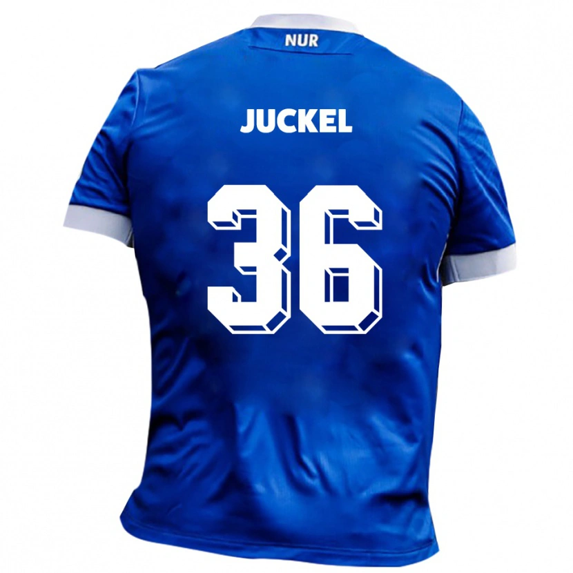 Danxen Dzieci Janis Juckel #36 Niebiesko Biały Wyjazdowa Koszulka 2025/26 Koszulki Klubowe