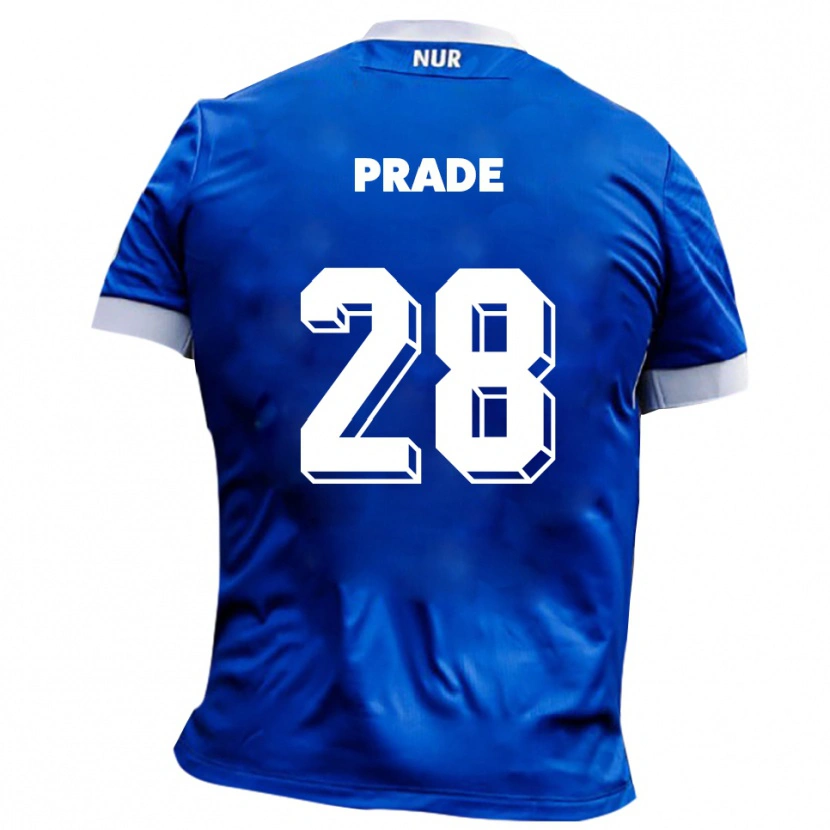 Danxen Dzieci Adrian Prade #28 Niebiesko Biały Wyjazdowa Koszulka 2025/26 Koszulki Klubowe