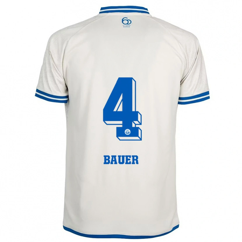 Danxen Dzieci Richard Bauer #4 Biało Niebieski Wyjazdowa Koszulka 2025/26 Koszulki Klubowe