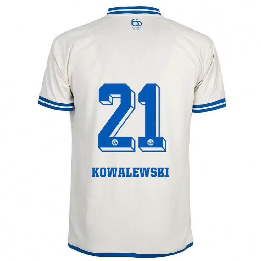 Danxen Dzieci Oskar Kowalewski #21 Biało Niebieski Wyjazdowa Koszulka 2025/26 Koszulki Klubowe