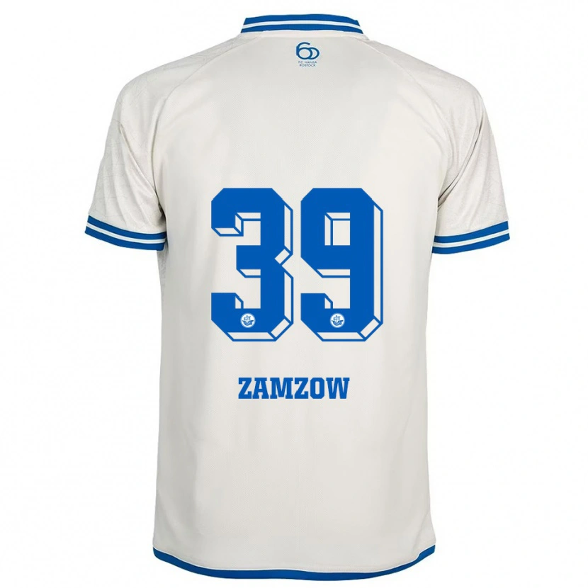 Danxen Dzieci Claas Zamzow #39 Biało Niebieski Wyjazdowa Koszulka 2025/26 Koszulki Klubowe
