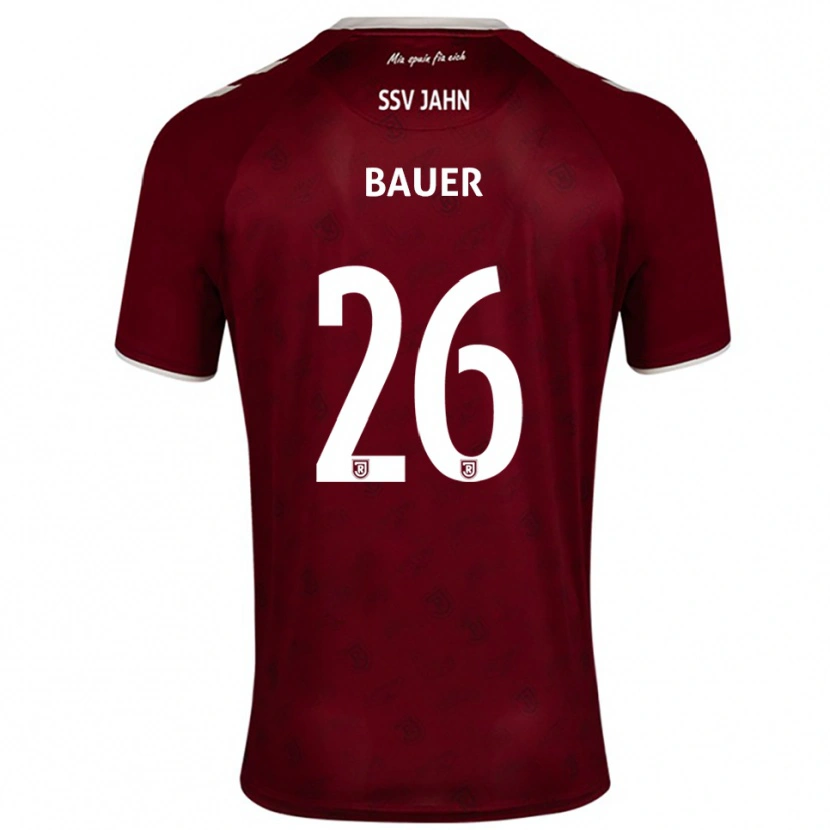 Danxen Dzieci Benedikt Bauer #26 Burgundowo Biały Wyjazdowa Koszulka 2025/26 Koszulki Klubowe