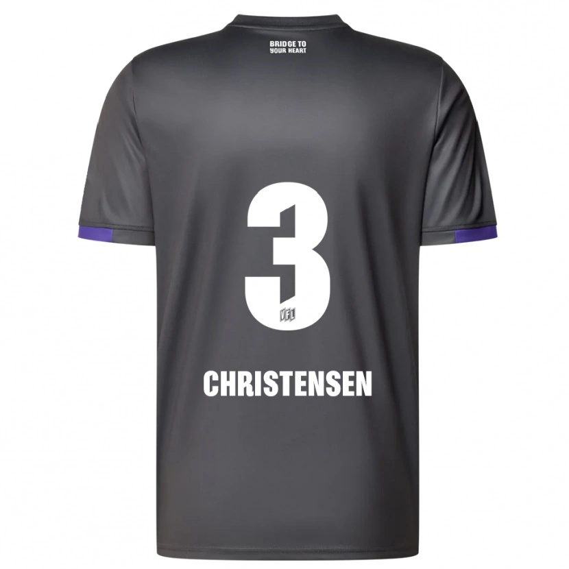 Danxen Dzieci Frederik Christensen #3 Szaro Fioletowy Wyjazdowa Koszulka 2025/26 Koszulki Klubowe