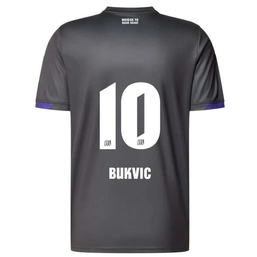 Danxen Dzieci Adem Bukvic #10 Szaro Fioletowy Wyjazdowa Koszulka 2025/26 Koszulki Klubowe