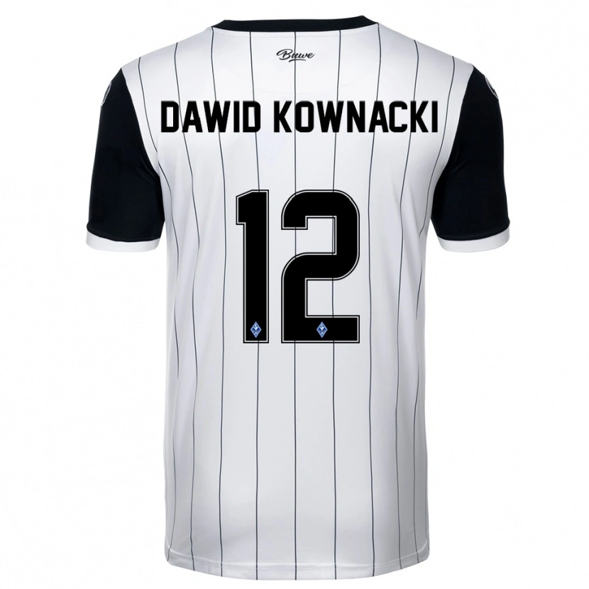 Danxen Dzieci Jakub Dawid Kownacki #12 Biało Czarny Wyjazdowa Koszulka 2025/26 Koszulki Klubowe