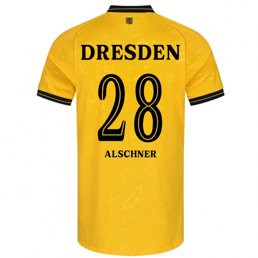 Danxen Męski Felix Alschner #28 Żółto Czarny Domowa Koszulka 2025/26 Koszulki Klubowe