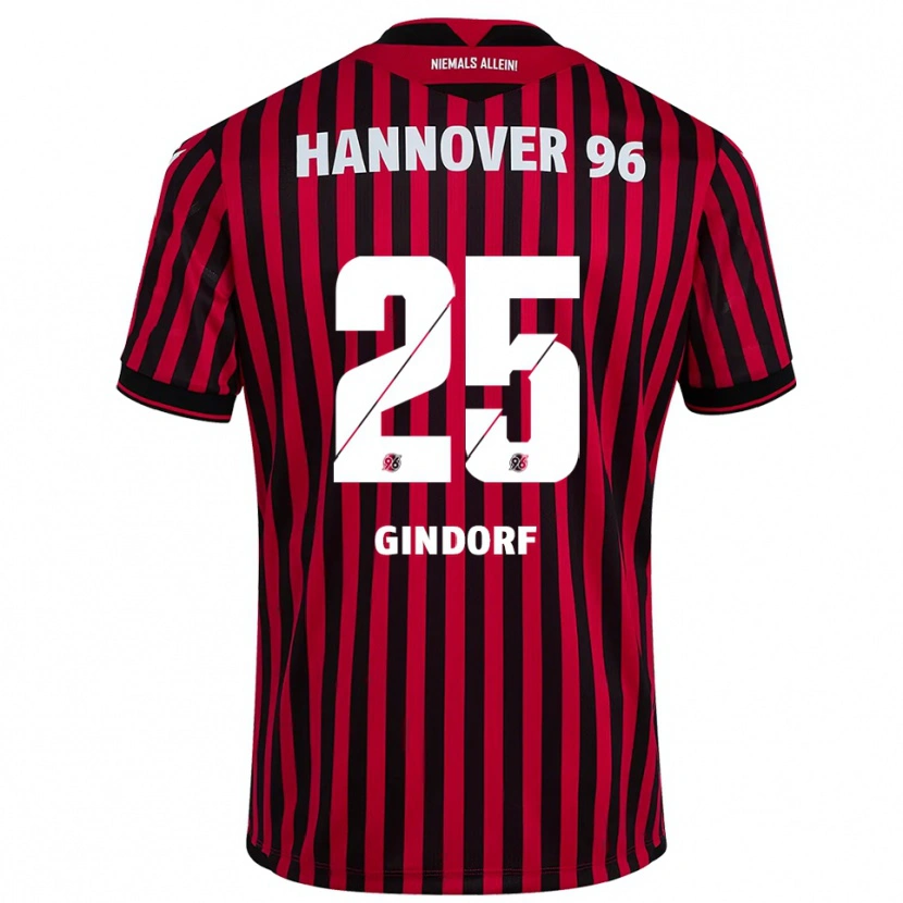 Danxen Męski Lars Gindorf #25 Czerwono Czarny Domowa Koszulka 2025/26 Koszulki Klubowe