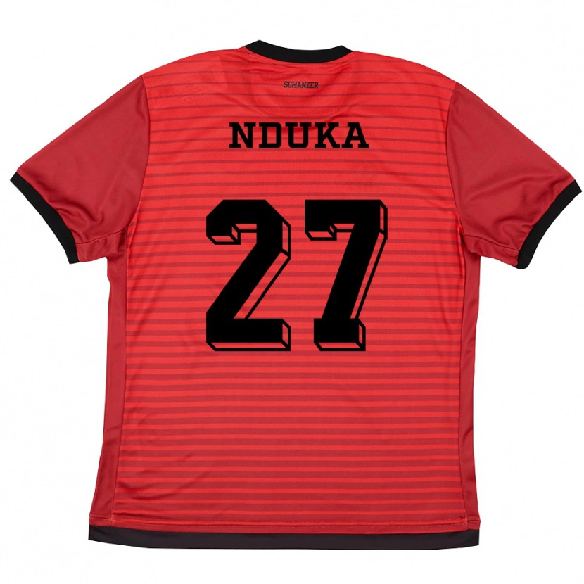Danxen Męski Donald Nduka #27 Czerwono Czarny Domowa Koszulka 2025/26 Koszulki Klubowe