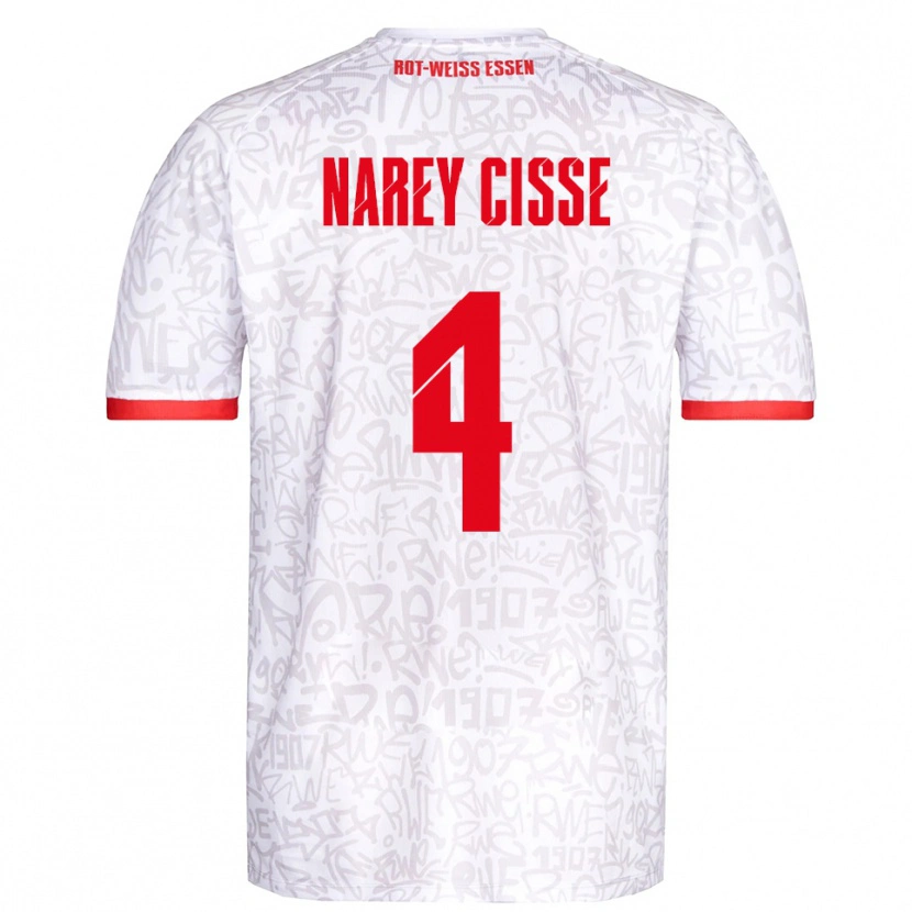 Danxen Męski Ibrahim Narey Cisse #4 Biało Czerwony Domowa Koszulka 2025/26 Koszulki Klubowe
