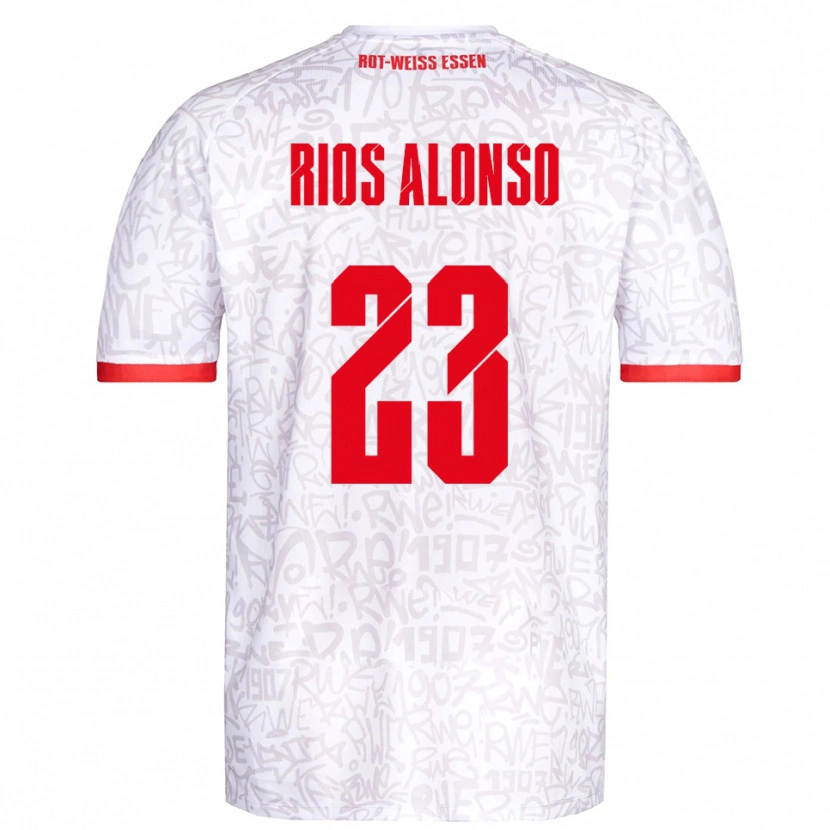 Danxen Męski José Enrique Ríos Alonso #23 Biało Czerwony Domowa Koszulka 2025/26 Koszulki Klubowe