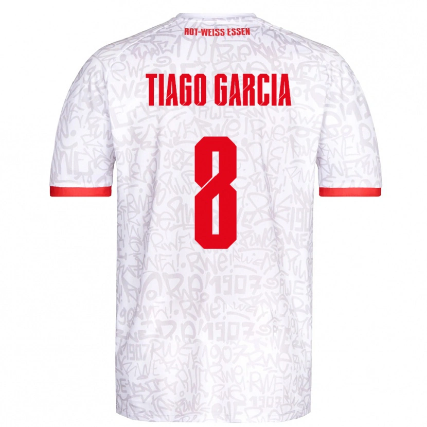 Danxen Męski Tiago Garcia Rodriguez #8 Biało Czerwony Domowa Koszulka 2025/26 Koszulki Klubowe