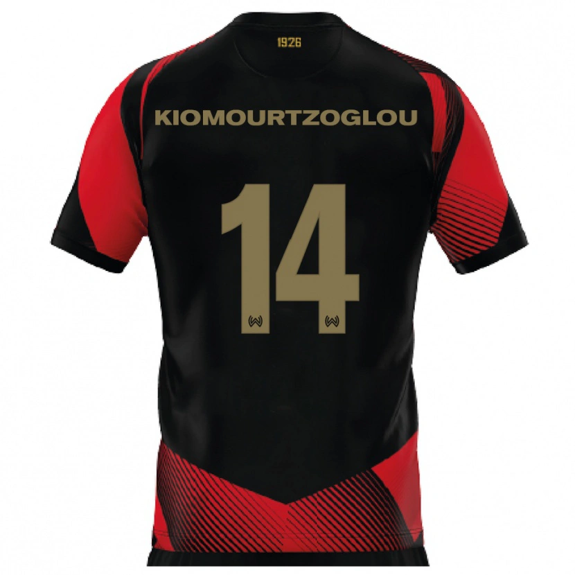 Danxen Męski Orestis Kiomourtzoglou #14 Czarno Czerwony Domowa Koszulka 2025/26 Koszulki Klubowe