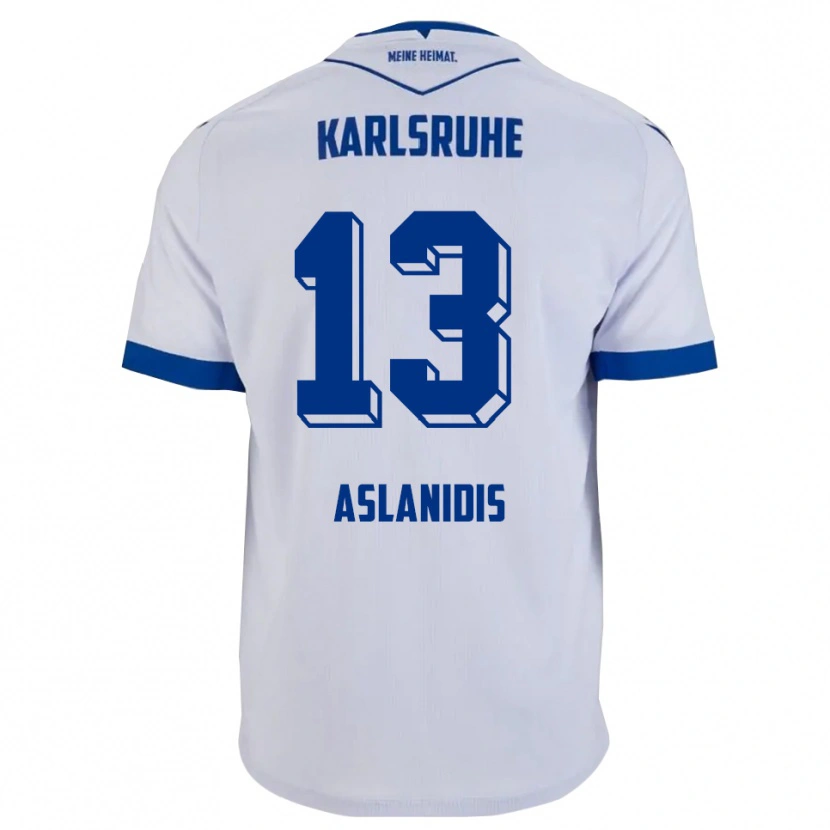 Danxen Męski Ioannis Aslanidis #13 Biało Niebieski Wyjazdowa Koszulka 2025/26 Koszulki Klubowe