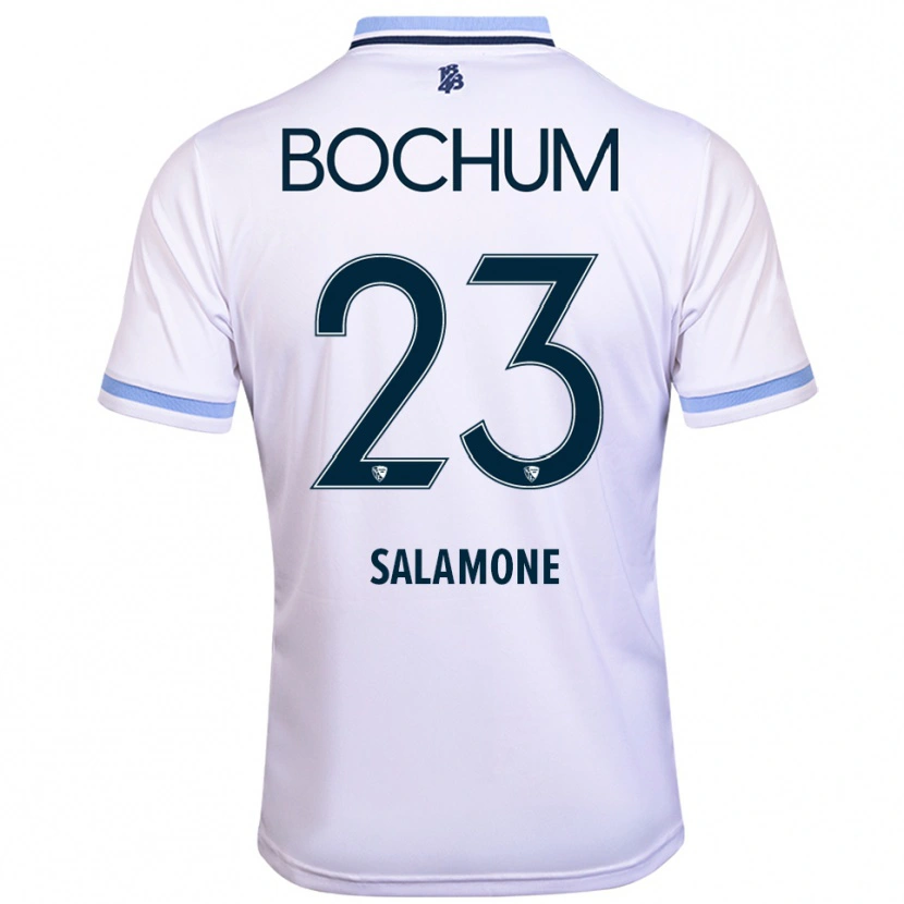 Danxen Męski Elia-Giona Salamone #23 Biało Błękitny Wyjazdowa Koszulka 2025/26 Koszulki Klubowe